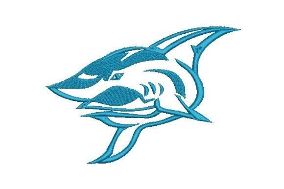 Blue Shark Embroidery Design