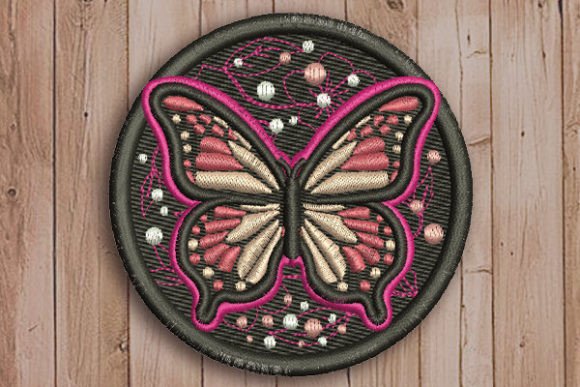 Butterfly in Circle Embroidery Design