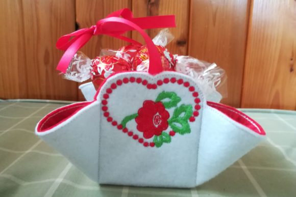 Heart Basket Embroidery Design