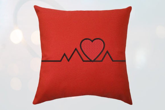 Heart ECG Embroidery Design